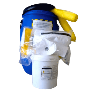 Kit sicurezza ambientale omologati Ministero Ambiente Esempio di kit assorbente acido e contenitori per kit di sicurezza